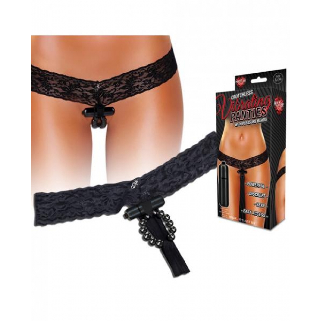 Crotchless Vibrating Thong with Beads for Sensation