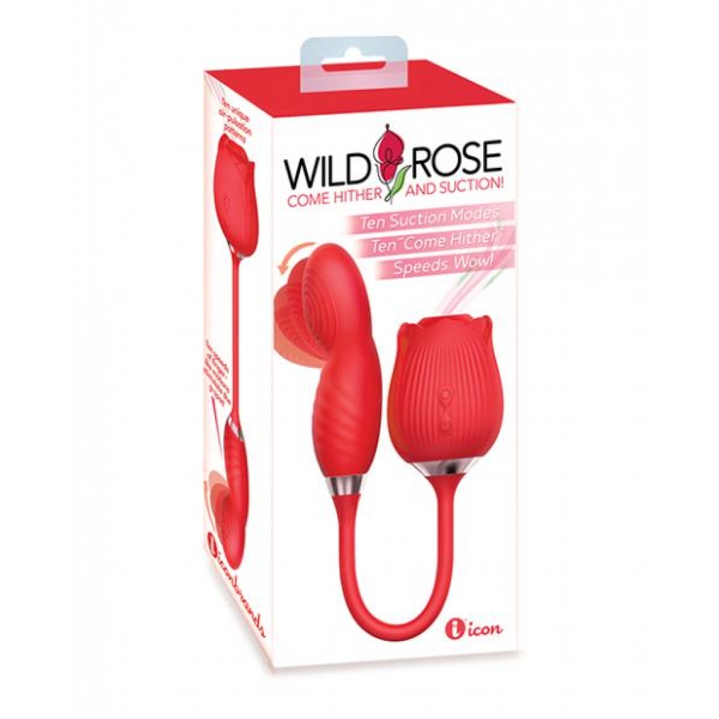 Wild Rose Suction & Come Hither Vibrator - Red