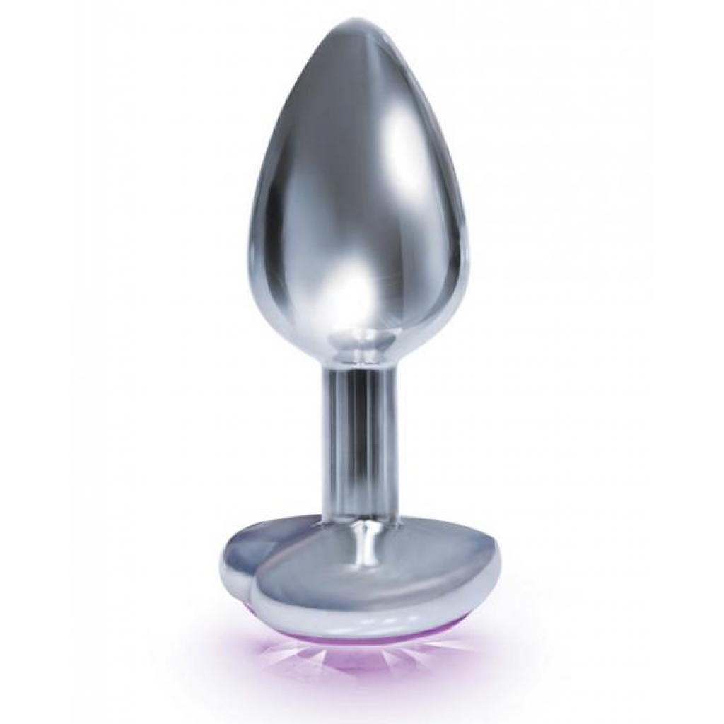 The Silver Starter Bejeweled Heart Stainless Steel Plug - Violet