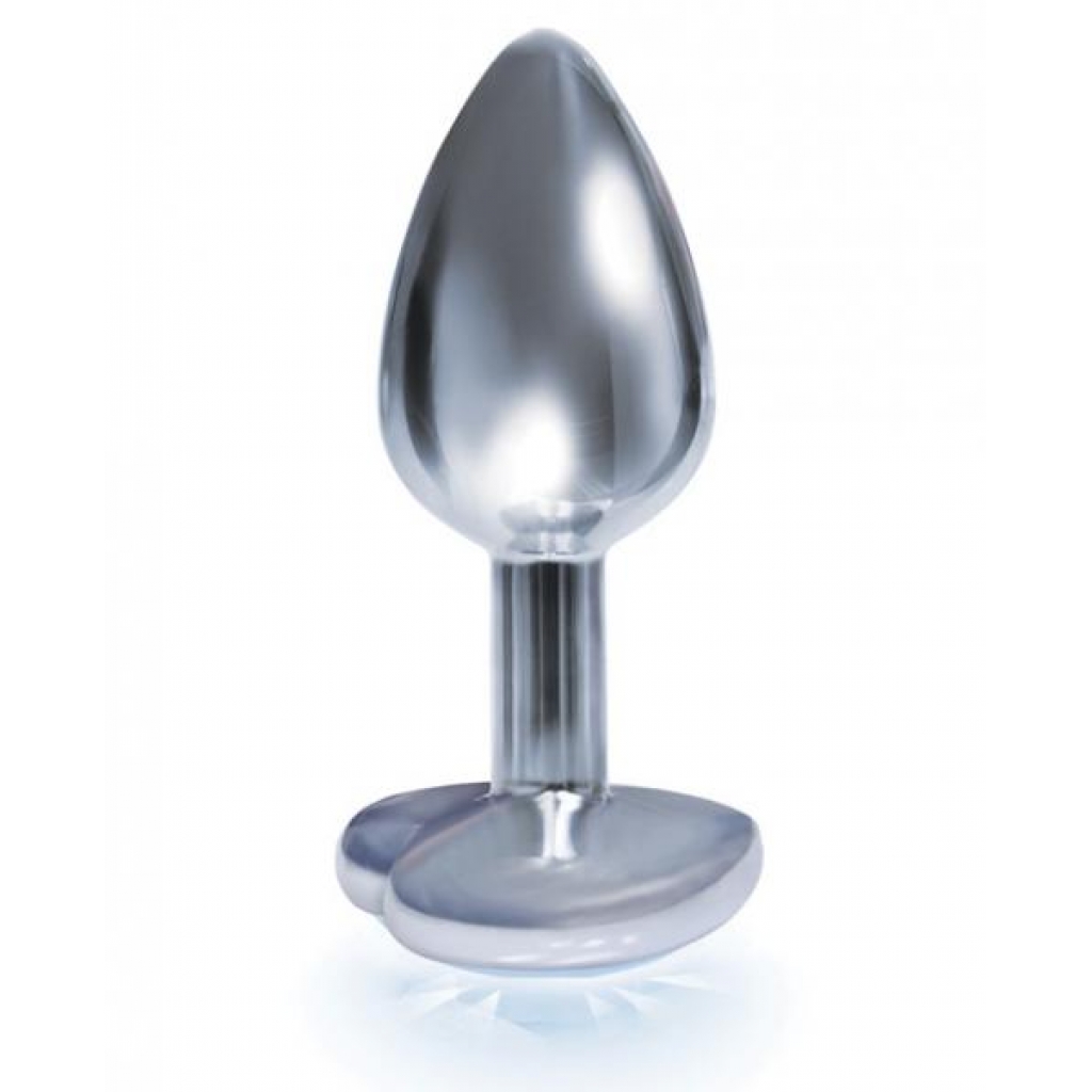 Bejeweled Heart Stainless Steel Anal Plug - Silver