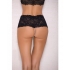 Lace Pearl Boyshorts with Satin Bow Accents - Black S/M