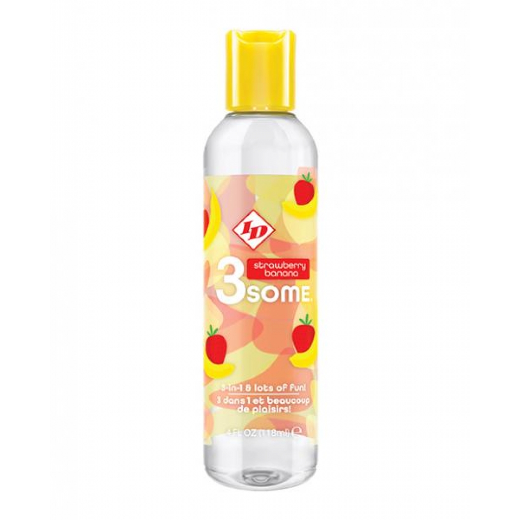 ID 3some 3 in 1 Lubricant - 4 oz Strawberry Banana