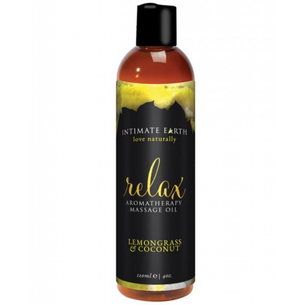 Intimate Earth Relax Massage Oil - Lemongrass & Coconut (4oz)