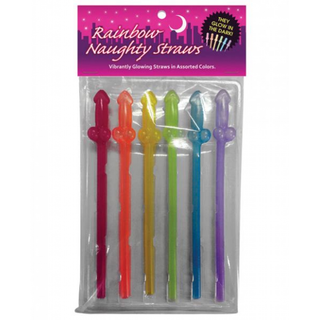 Naughty Glow In The Dark Rainbow Straws - Fun Party Pack