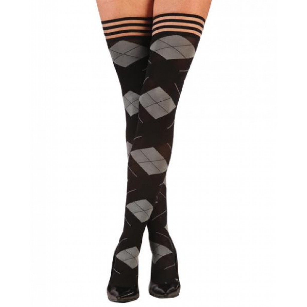 Kixies Kimmie - Argyle Thigh High Tights - Size A