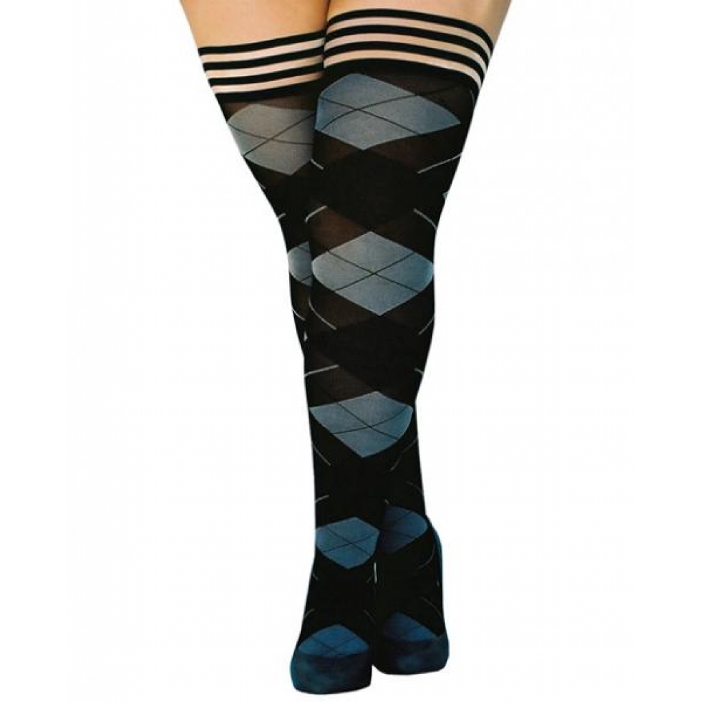 Kixies Kimmie Argyle Thigh High Tights - Argyle D