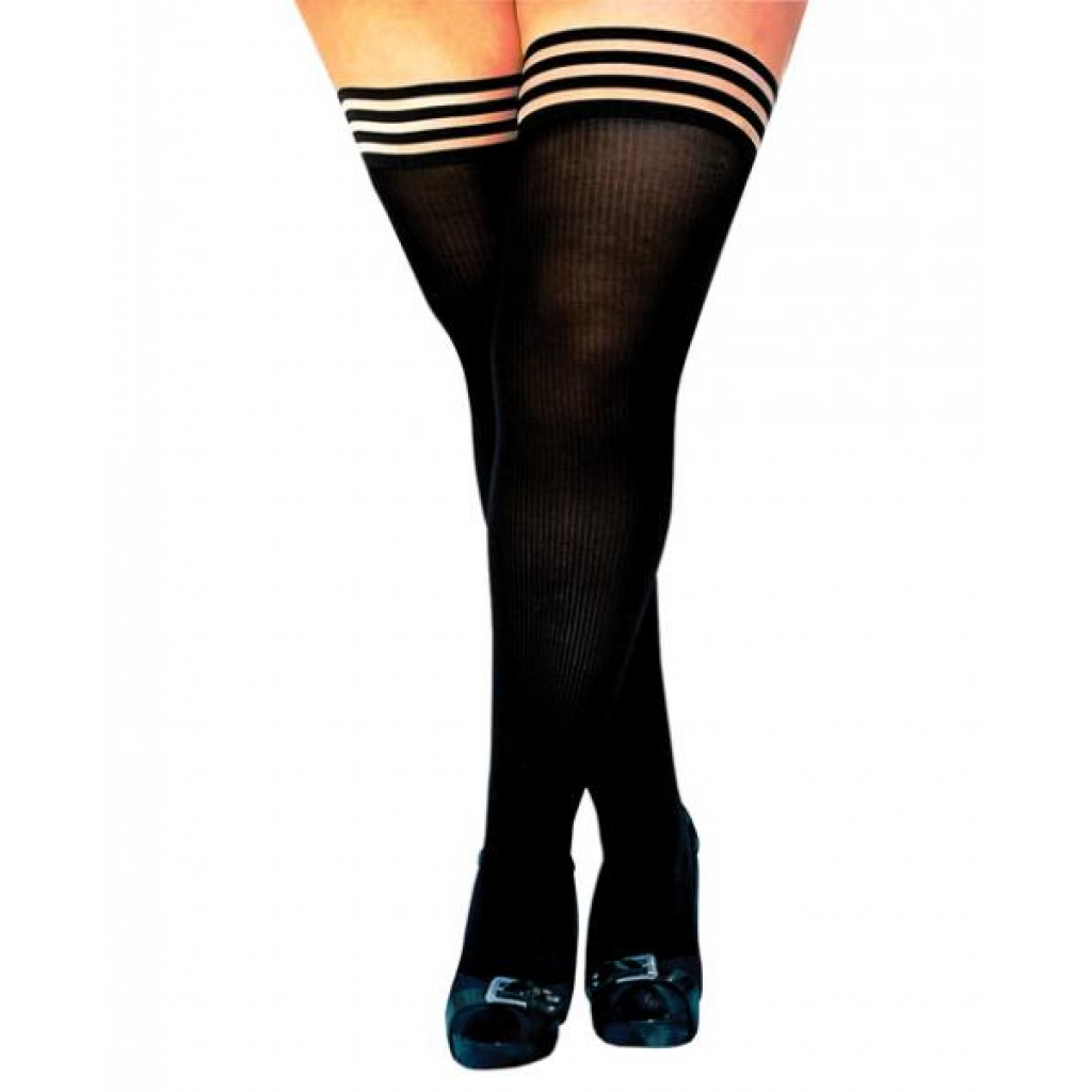 Kixies Dana Lynn Ribbed Thigh High Tights - Black D