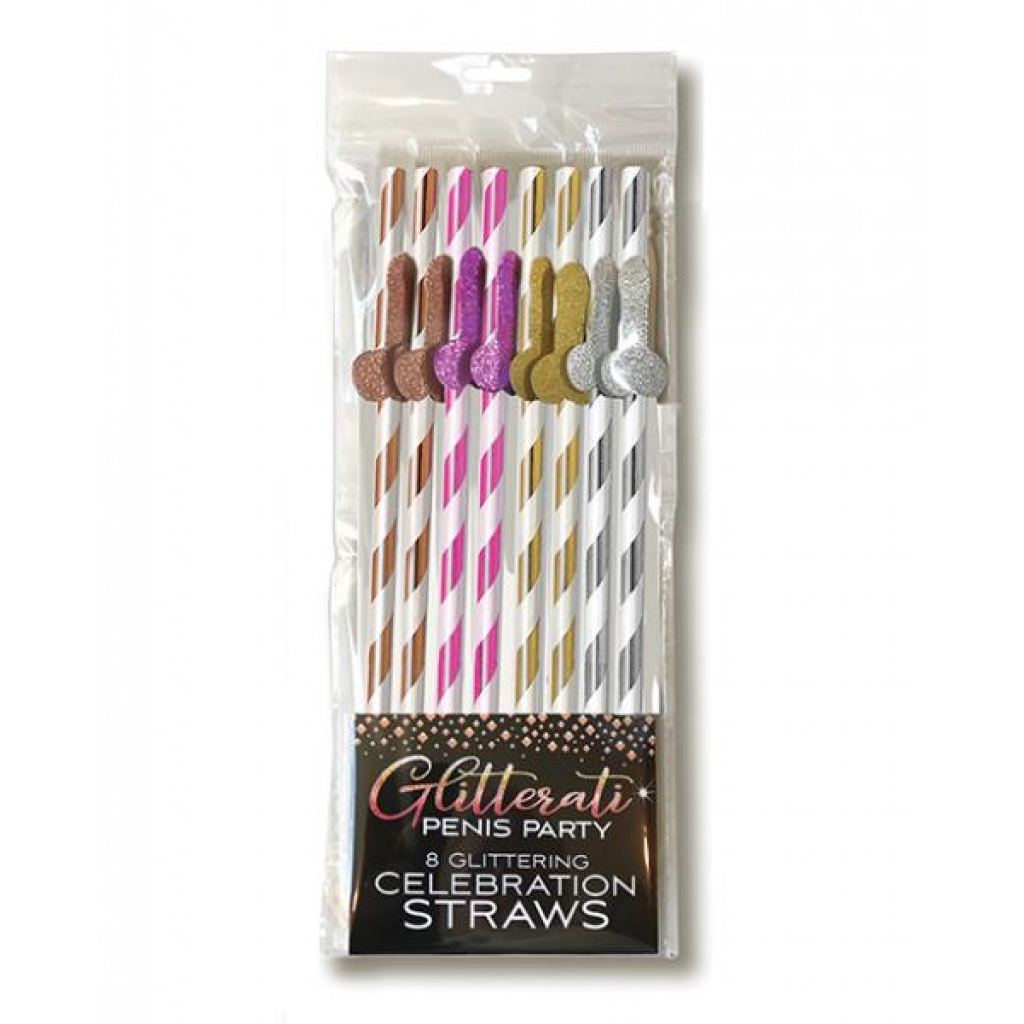 Glitterati Tall Penis Party Straws - Pack Of 8