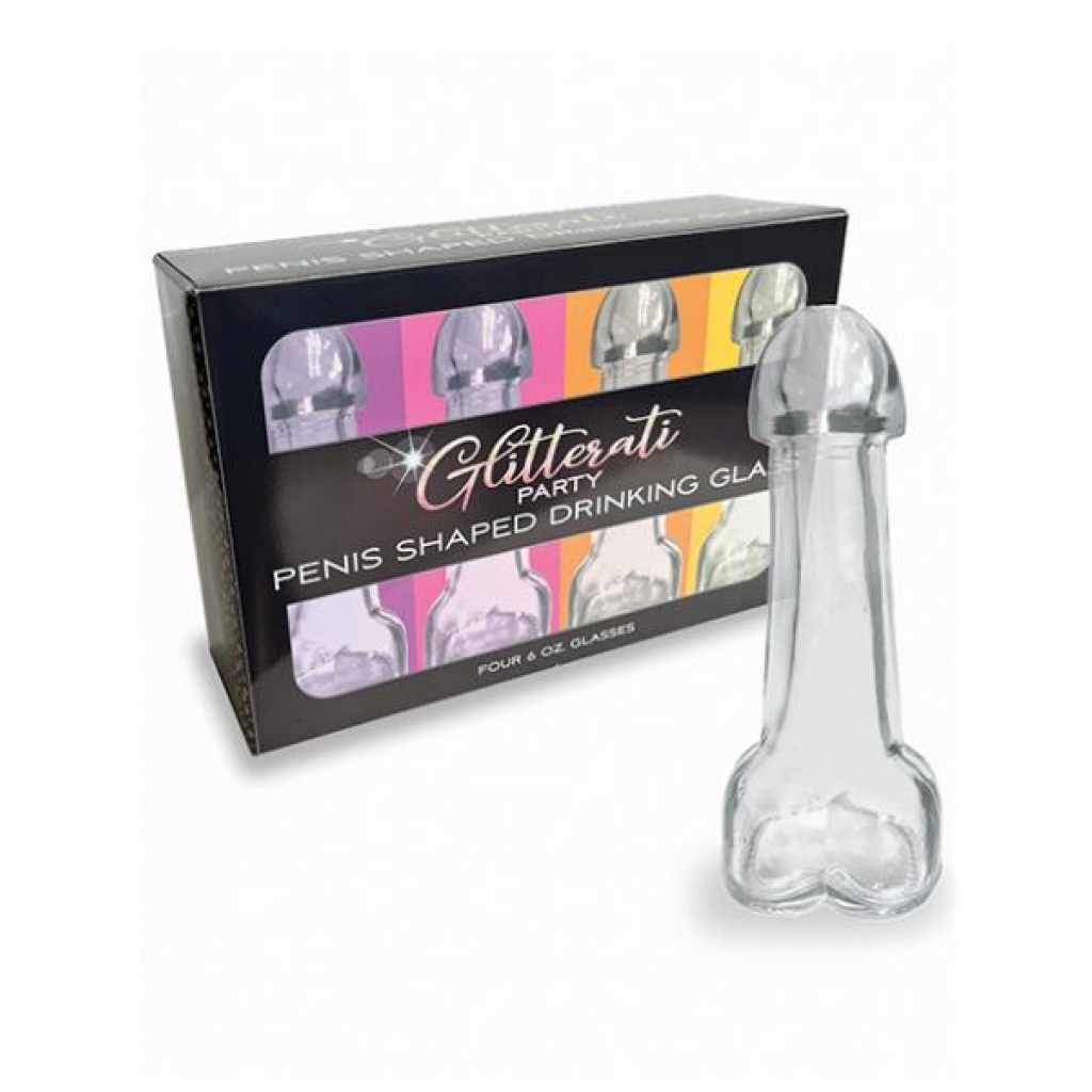 Glitterati Penis Shaped Drinking Glasses - Set of 4