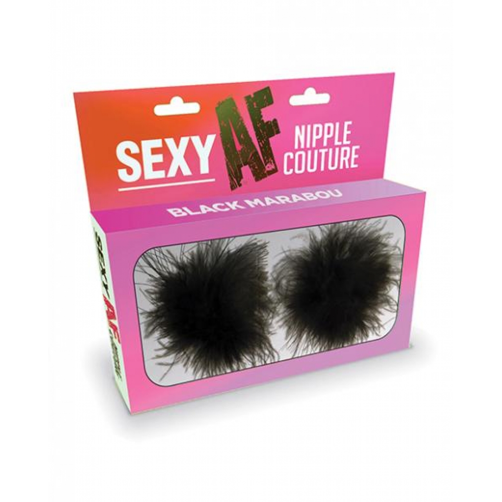 Sexy AF Nipple Couture Marabou Pastie - Black O/S