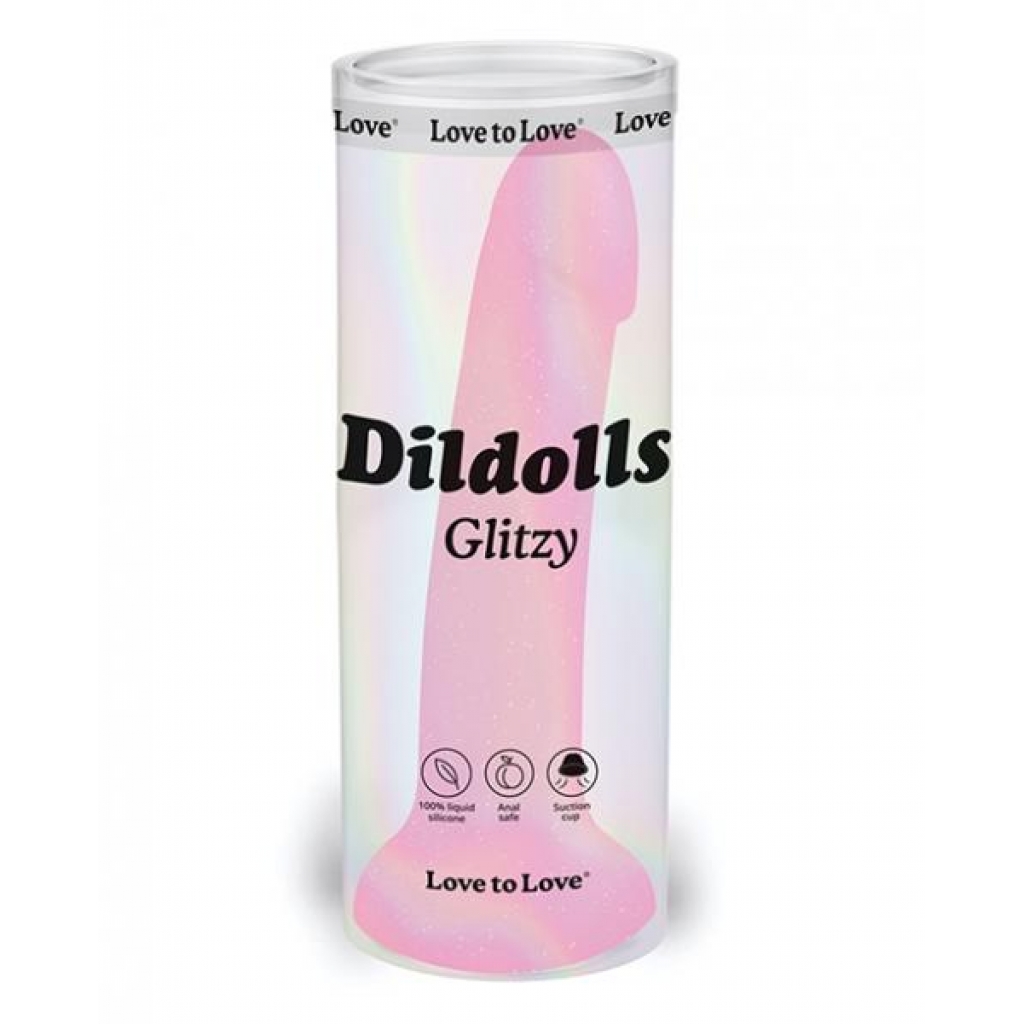 Love To Love Curved Suction Cup Dildolls - Glitter Pink