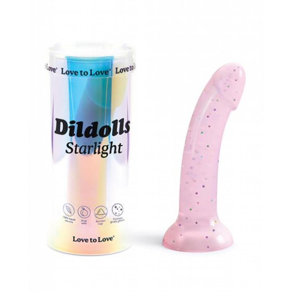 Love To Love Curved Suction Cup Dildolls - Starlight Pink