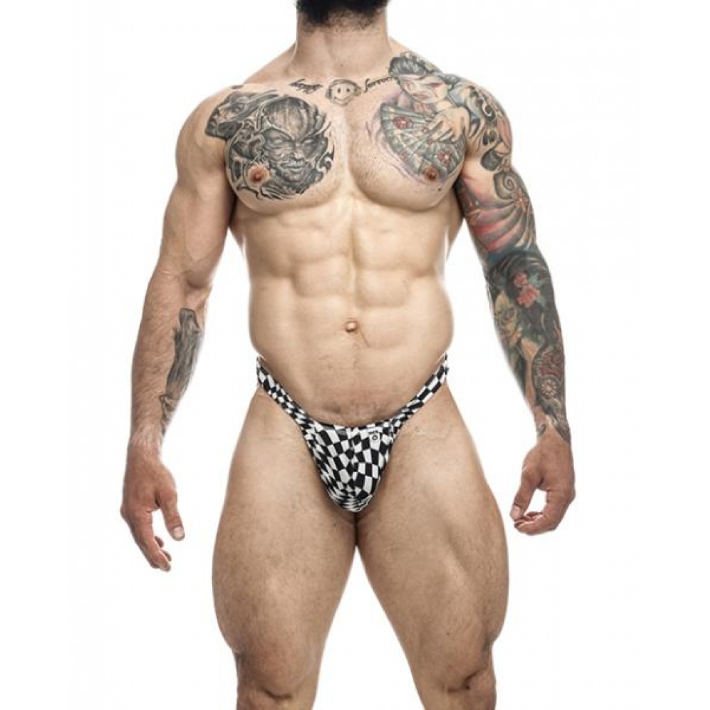 Male Basics Y Buns Thong - Checkers XL