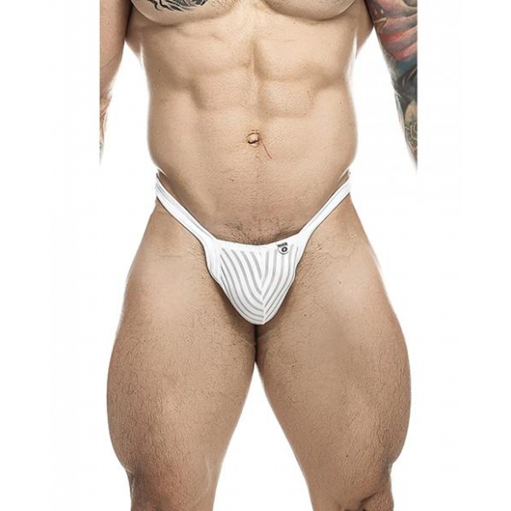 Male Basics Y Buns Thong in White Sheer