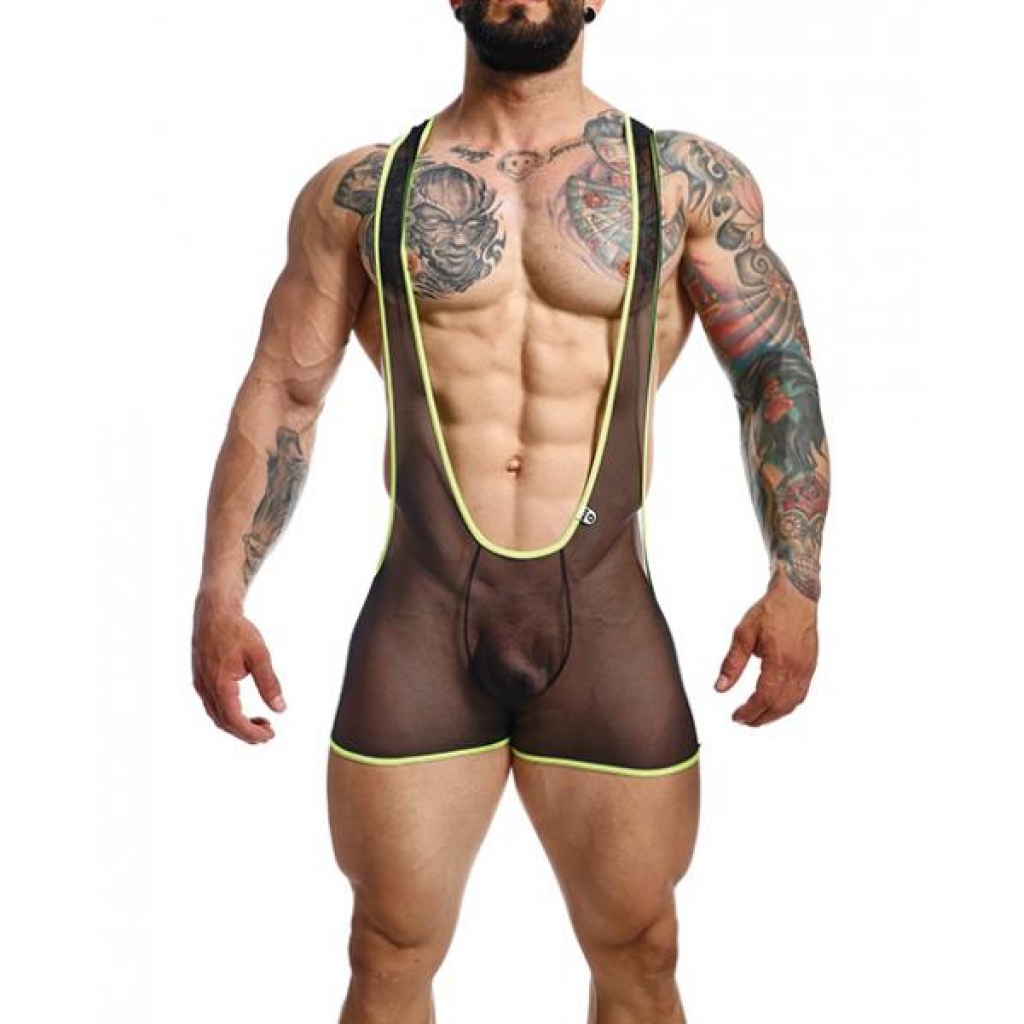 Male Basics Mob Singlet - Black/Lime Medium