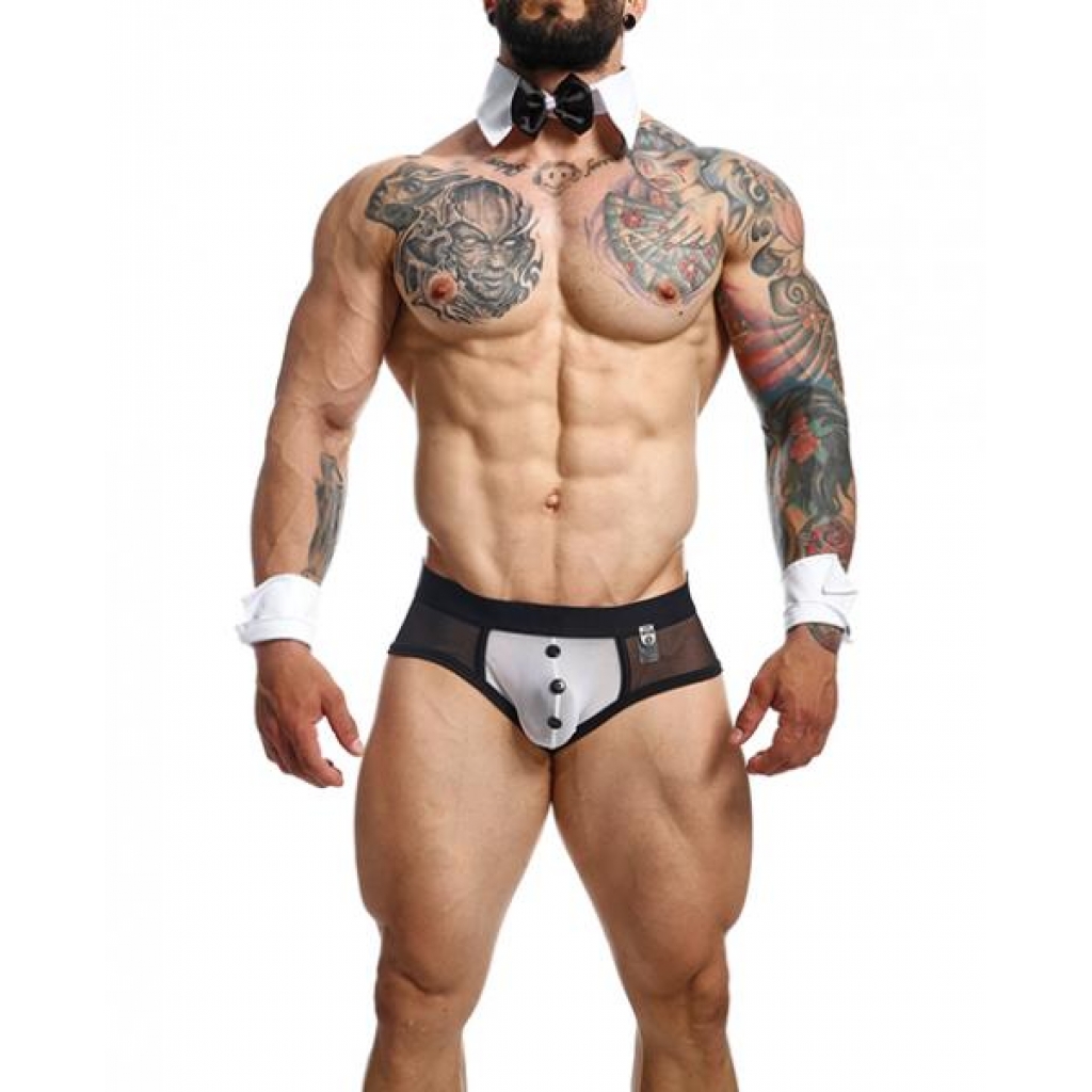 Male Basics MOB Maitre D Brief - Bow & French Cuffs Black/White