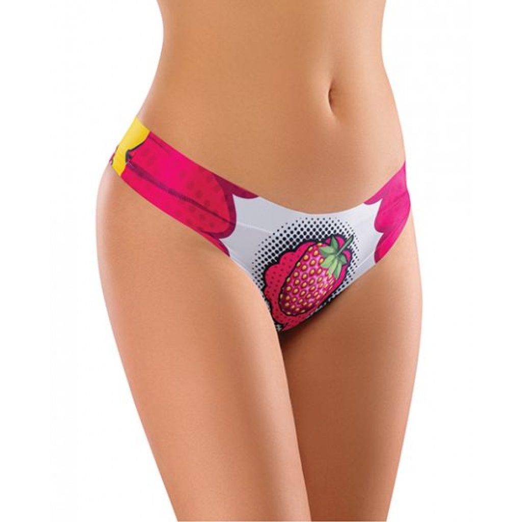 Mememe Intrigue Kissberry Printed Thong - Large