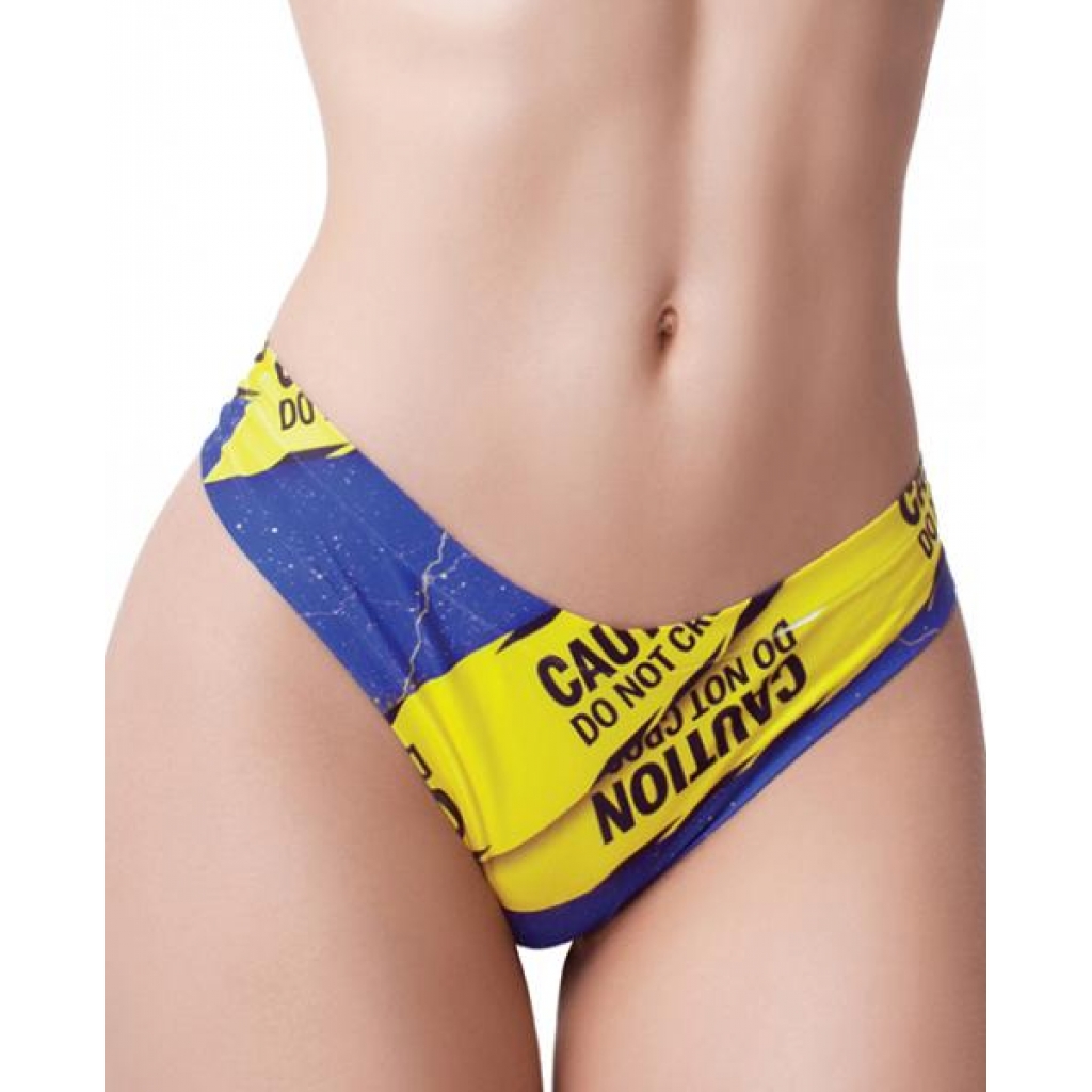 mememe Urban Geeks Caution Printed Thong - Flawless Fit