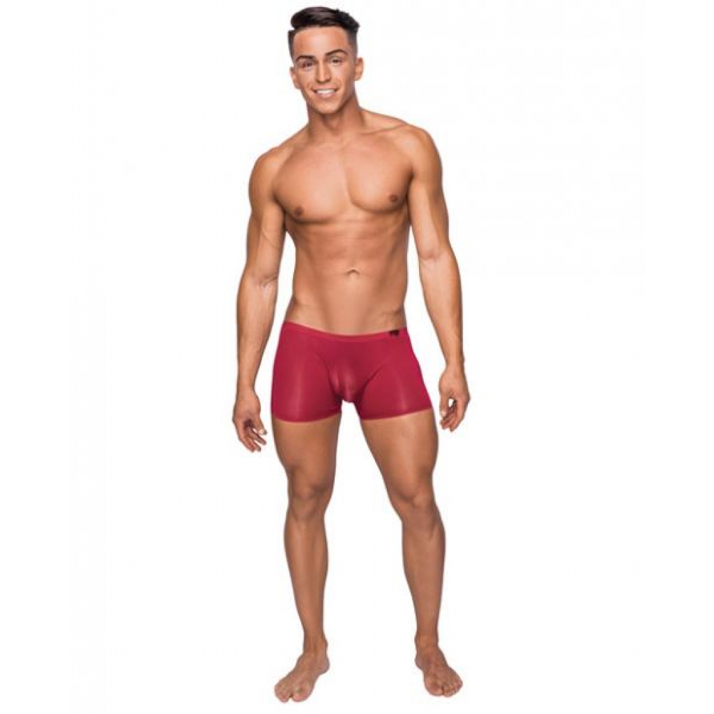 Seamless Sheer Pouch Shorts - Red Medium