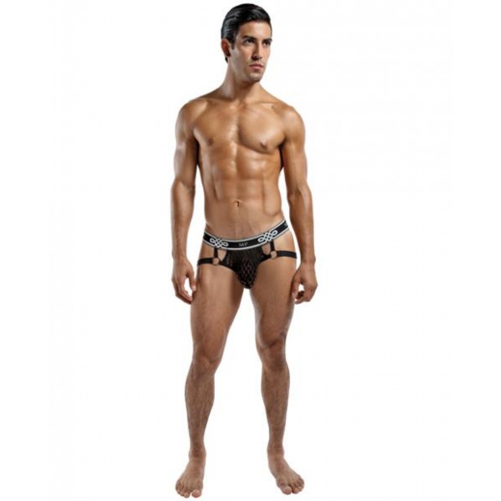 Male Power Peep Show Jock Strap Ring - Black L/XL