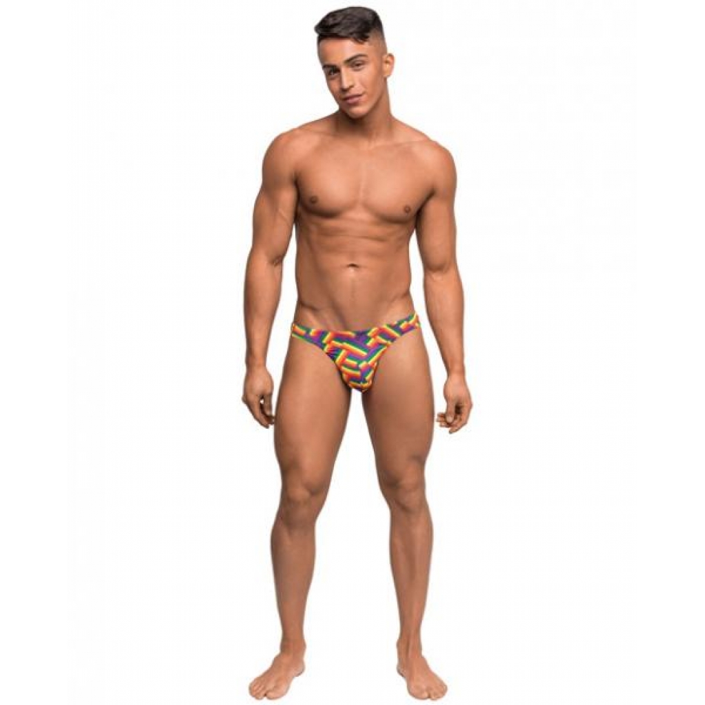 Pride Fest Contoured Pouch Bong Thong - Rainbow L/XL