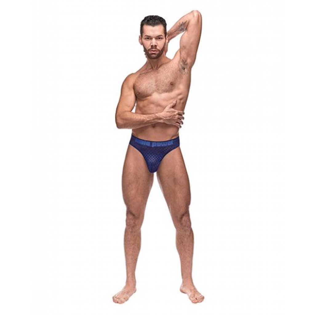 Diamond Mesh Bong Thong - Blue L/XL