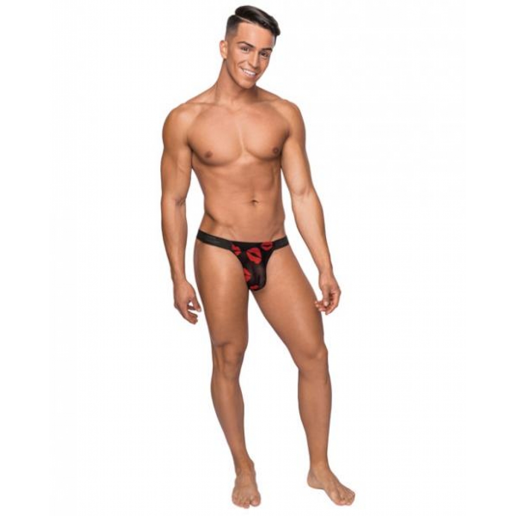 Kiss Me Mesh Micro Thong: Seductive Underwear in Black and Red