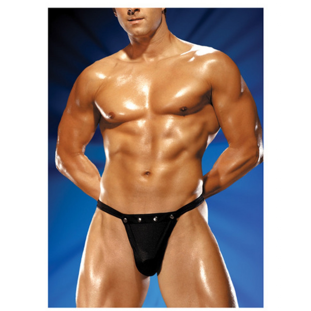 Male Power Rip-Off Thong with Studs - Black L/XL