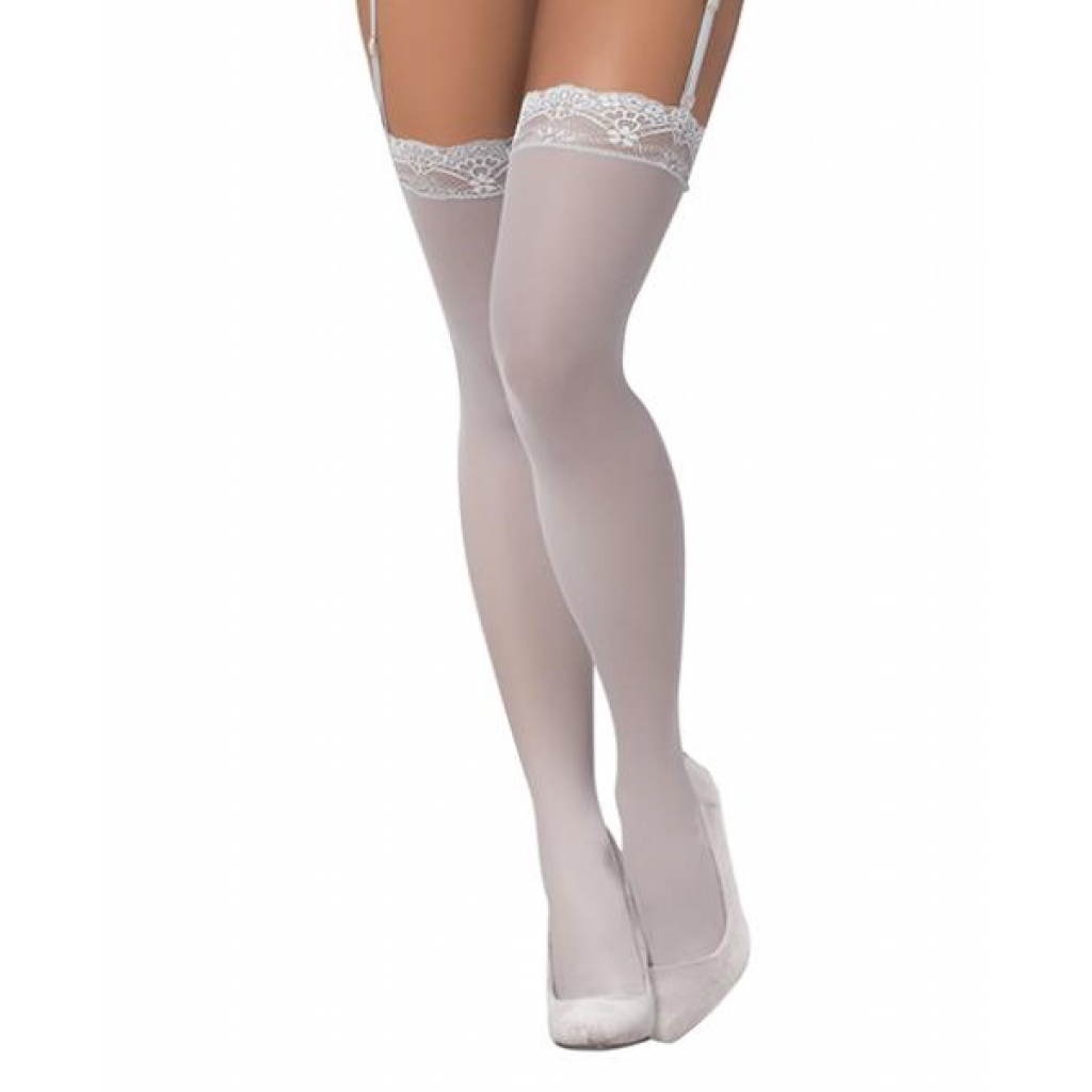 Elegant Mesh Thigh High Stockings - Shoreline Grey