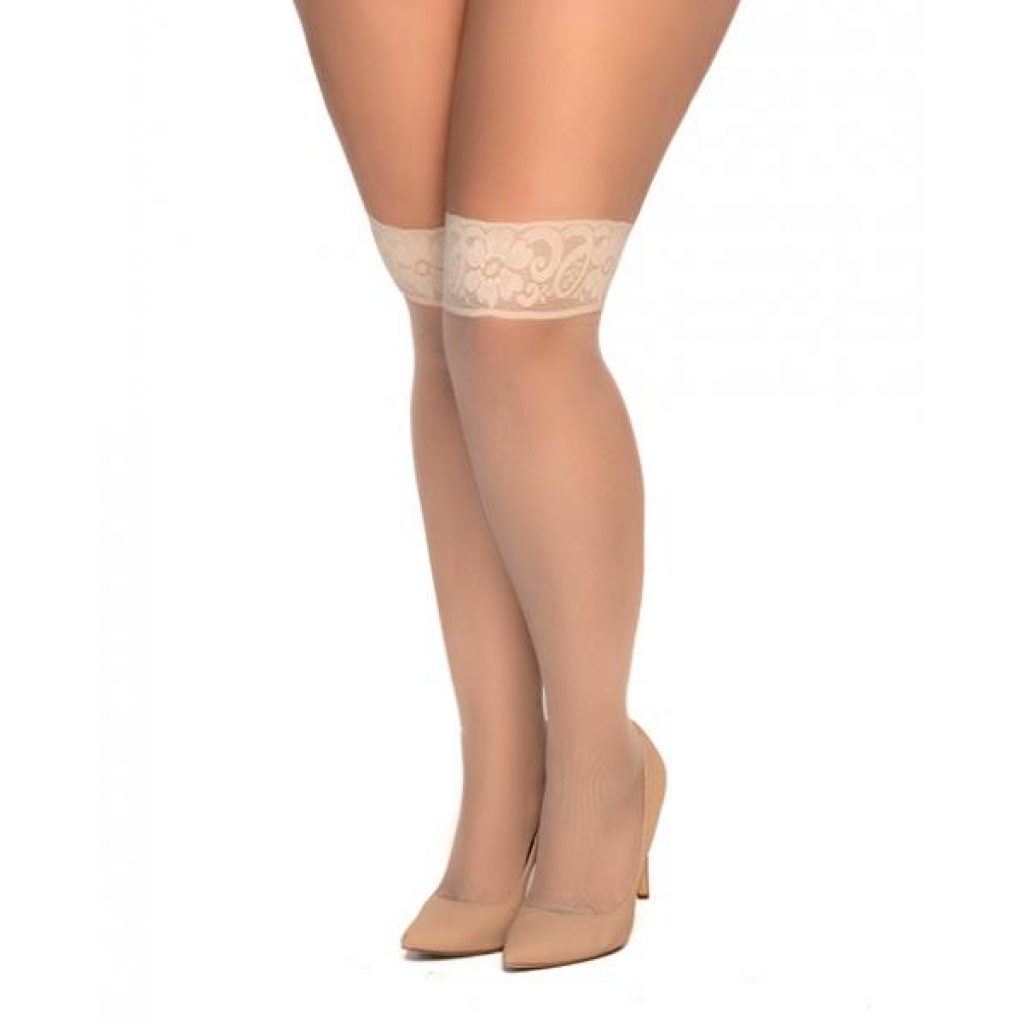 Mesh Thigh High Stockings - Nude