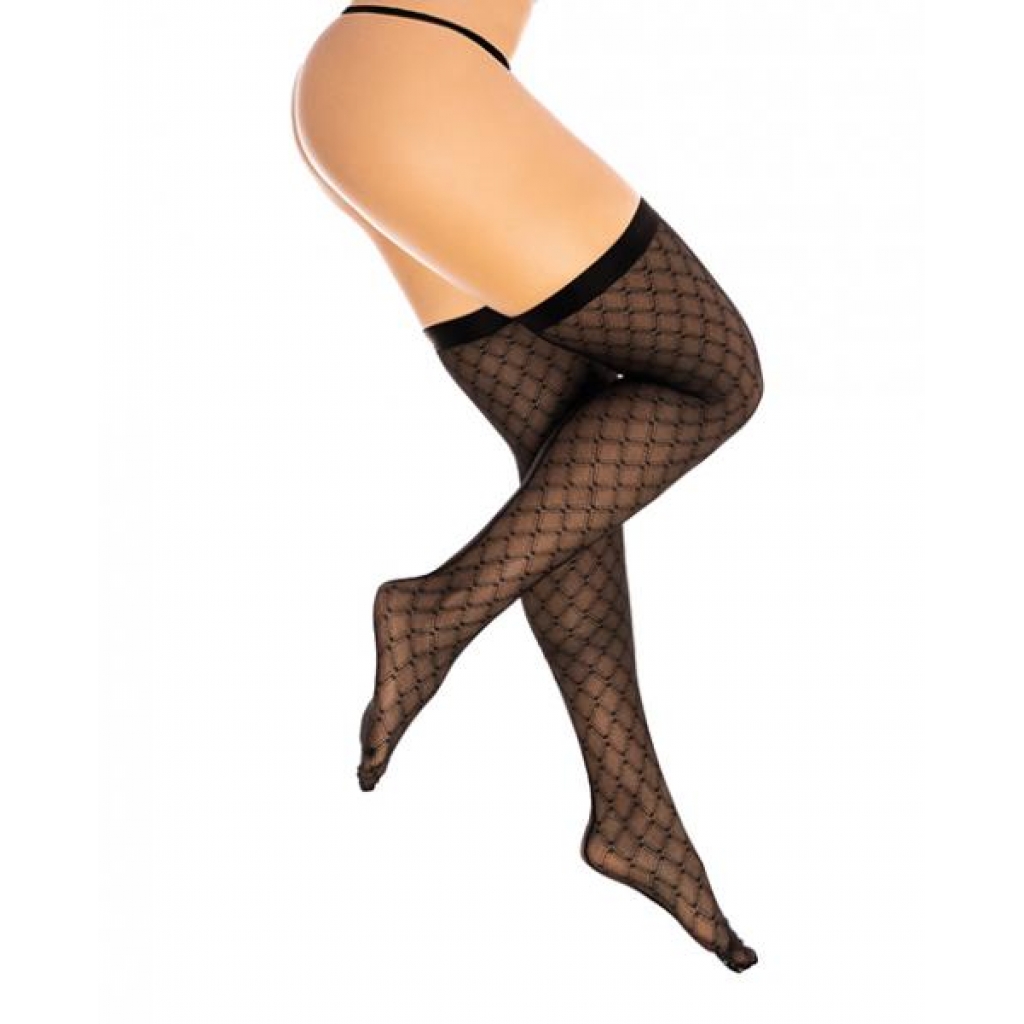 Diamond Mesh Thigh High - Black L/XL