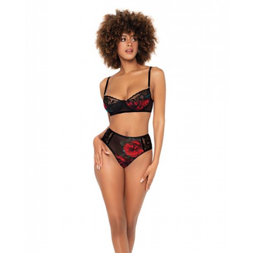 Underwire Bra & High Waisted Bottom Set - Black - L/XL