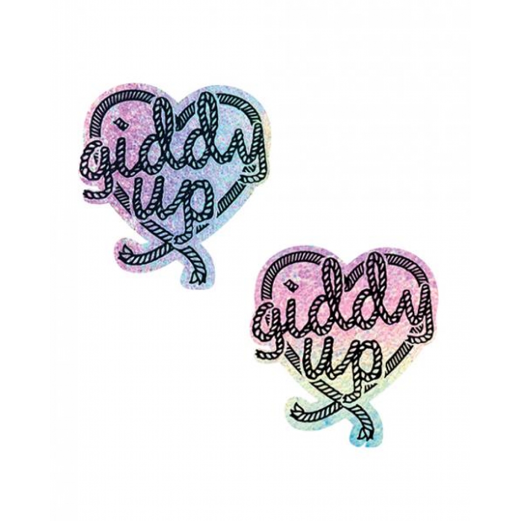 Neva Nude Giddy Up Heart Reflective Pasties - Rainbow O/S