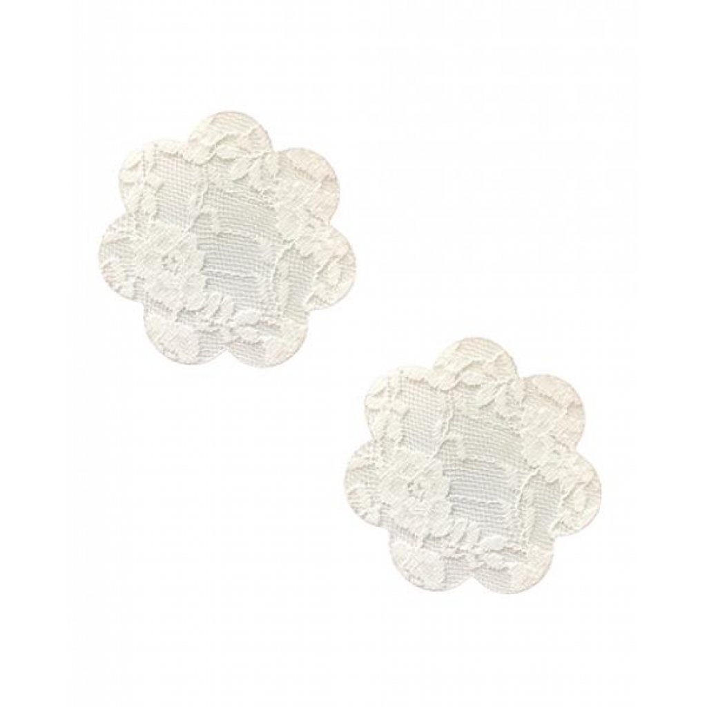 Neva Nude Lace Petal Flower Pasties - White