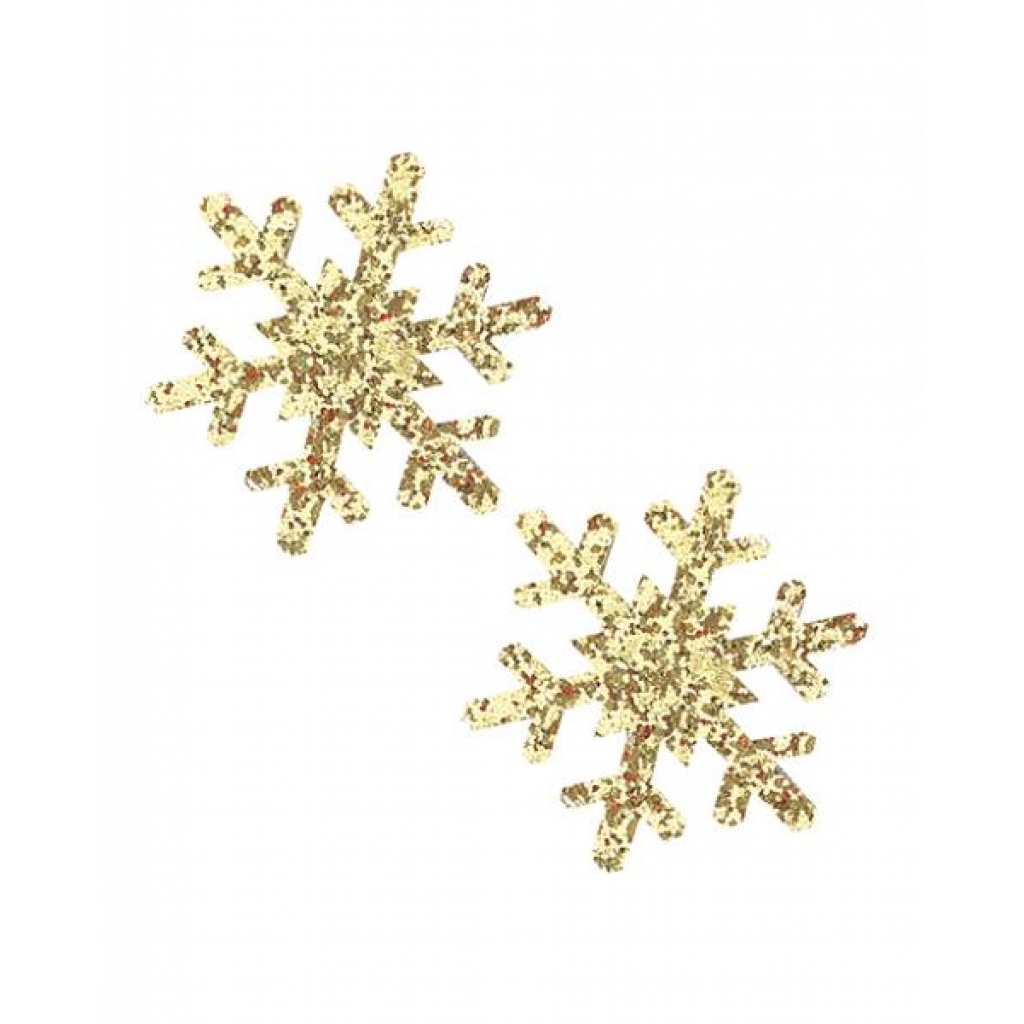 Neva Nude Glitter Snowflake Pasties - Gold