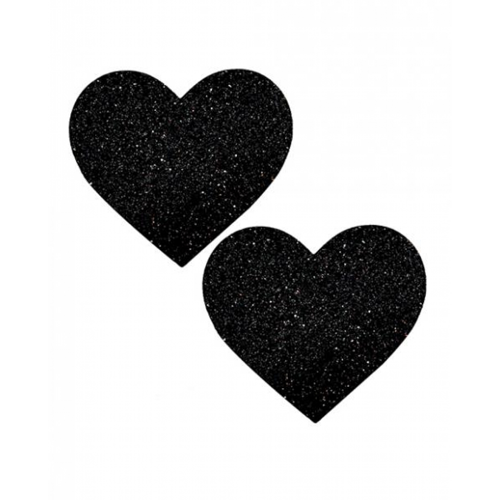 Neva Nude Black Malice Queen Status Glitter Heart Pasties - Black