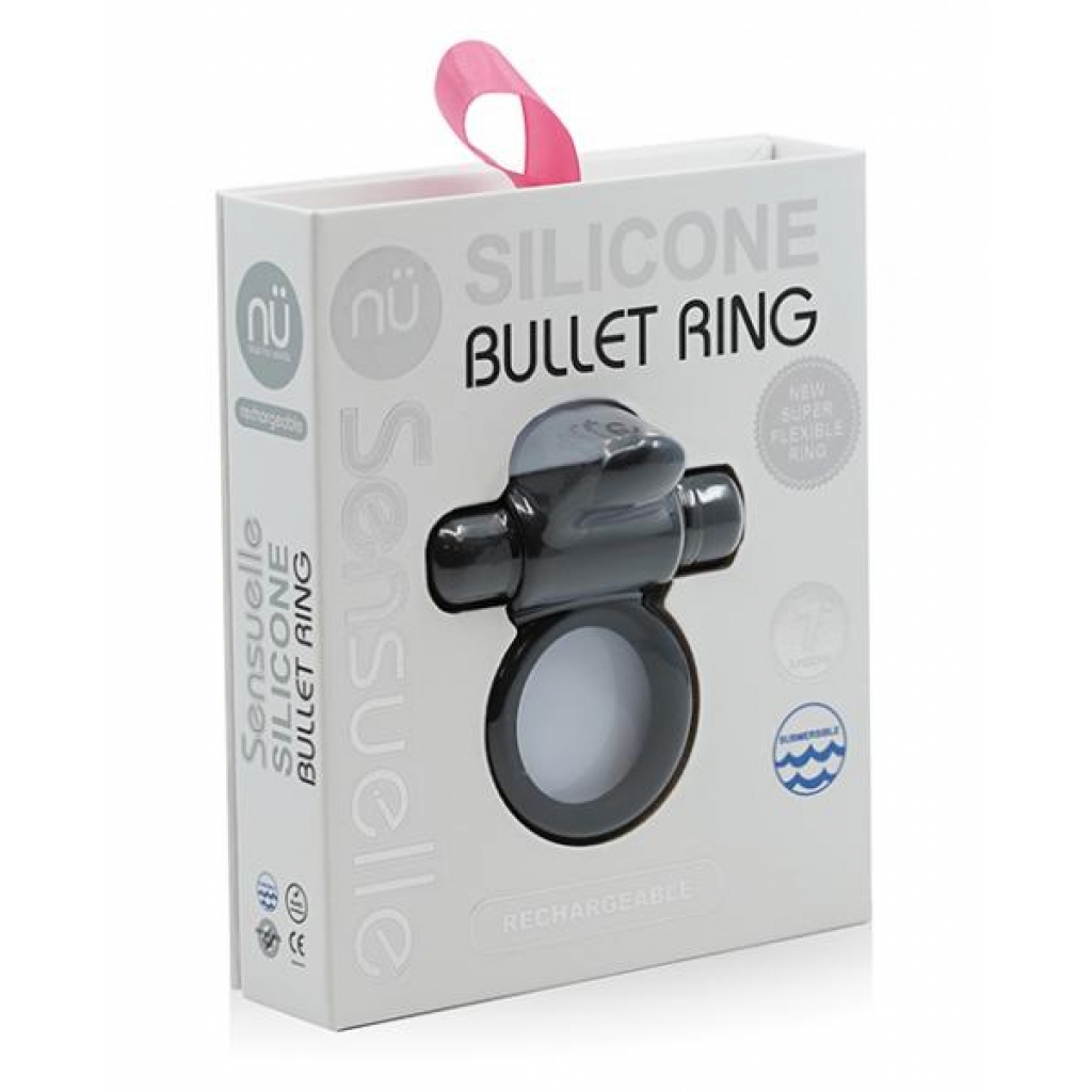 Sensuelle 7 Function Silicone Bullet Ring - Black