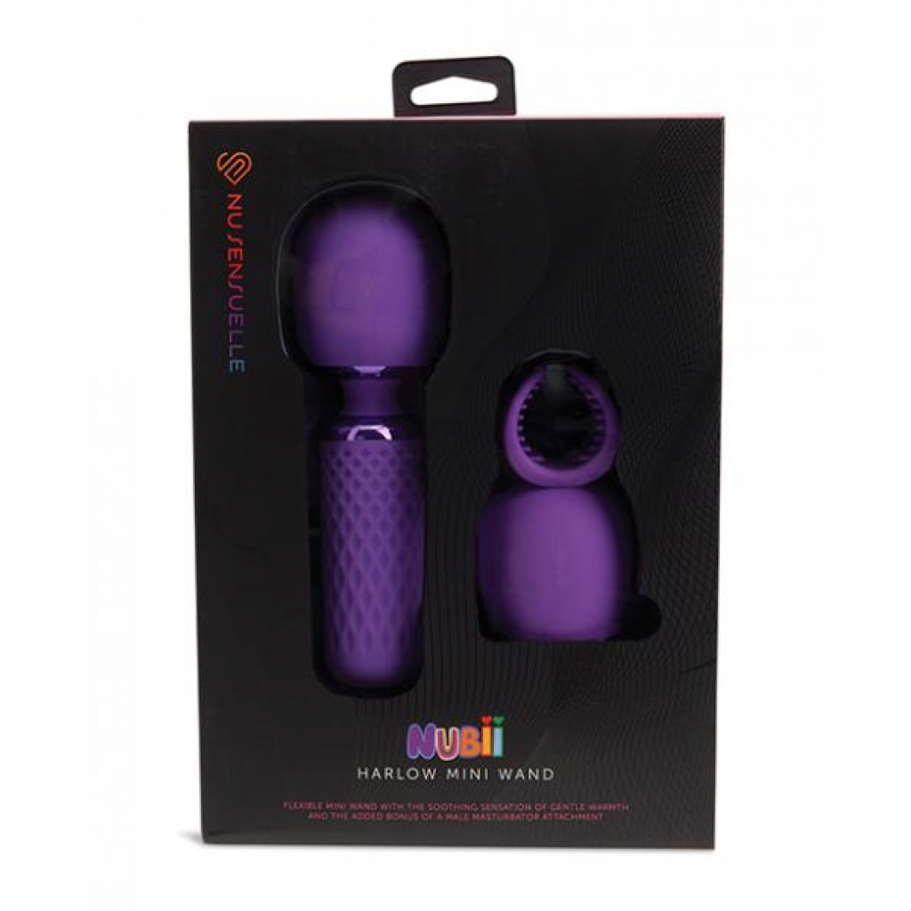 Nu Sensuelle Harlow Mini Wand with Masturbator Attachment - Purple