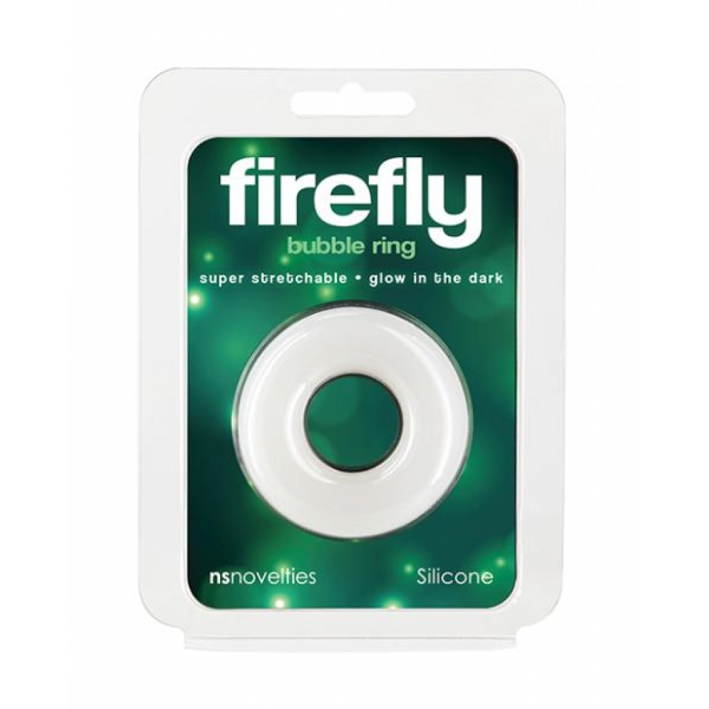 Firefly Glow In The Dark Bubble Cock Ring - Medium, White