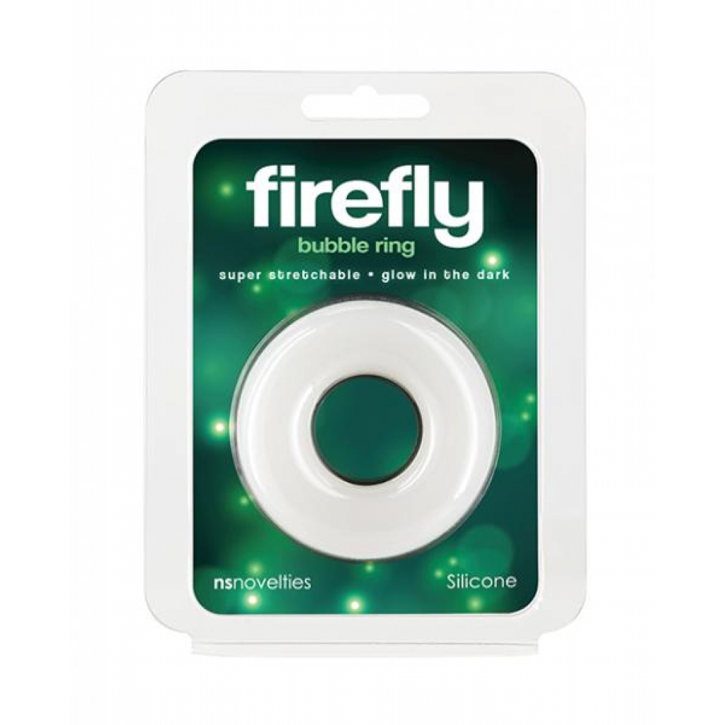 Firefly Glow In The Dark Bubble Cock Ring - Large, White