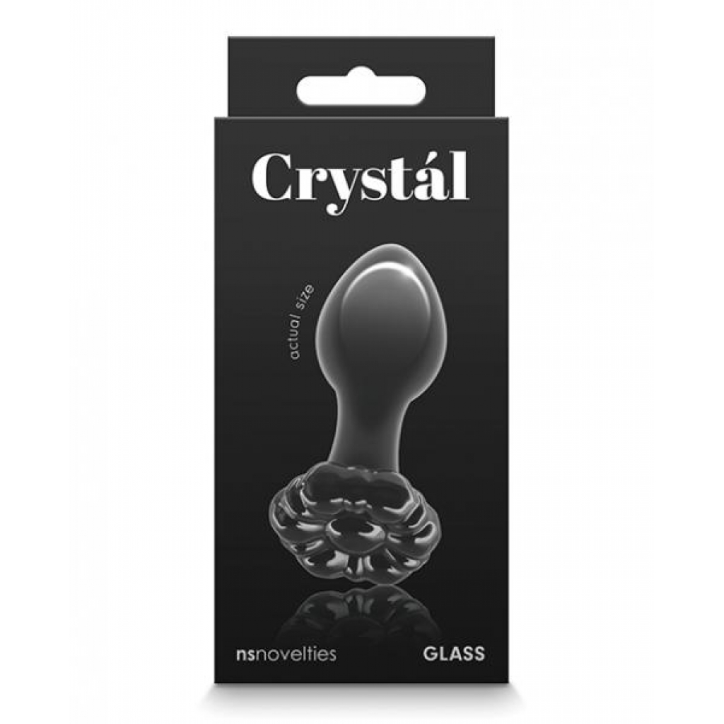 Crystal Flower Butt Plug - Black