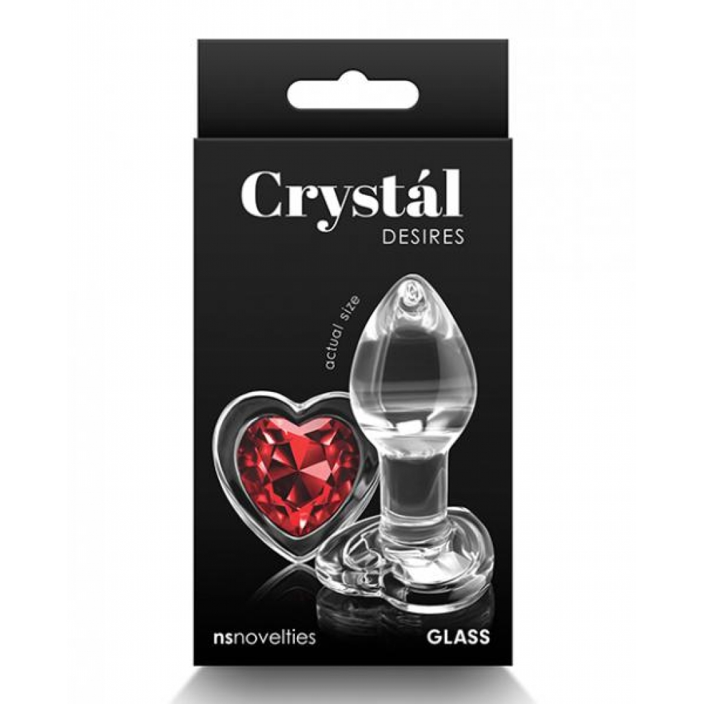 Crystal Desires Glass Heart Gem Butt Plug - Small Red