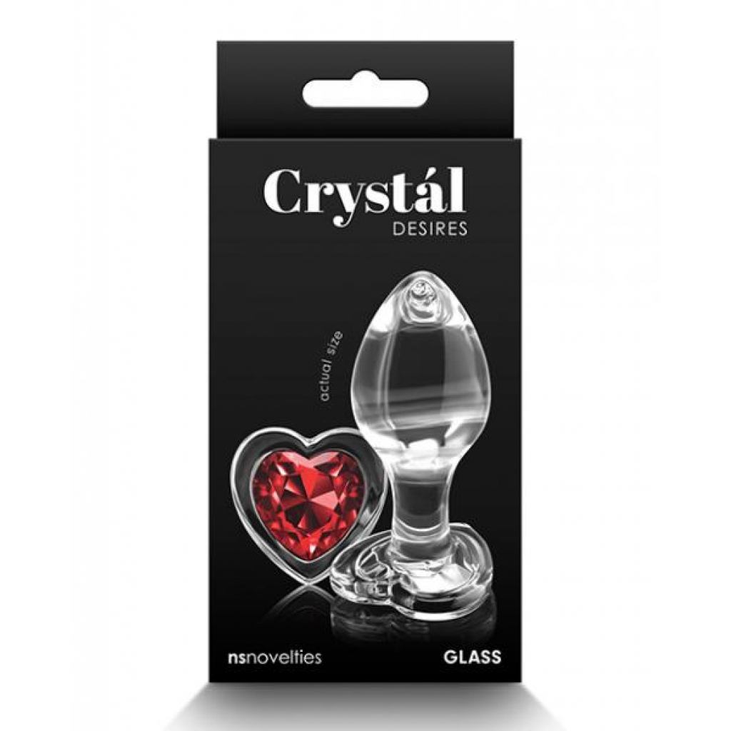 Crystal Desires Glass Heart Gem Butt Plug - Medium Red