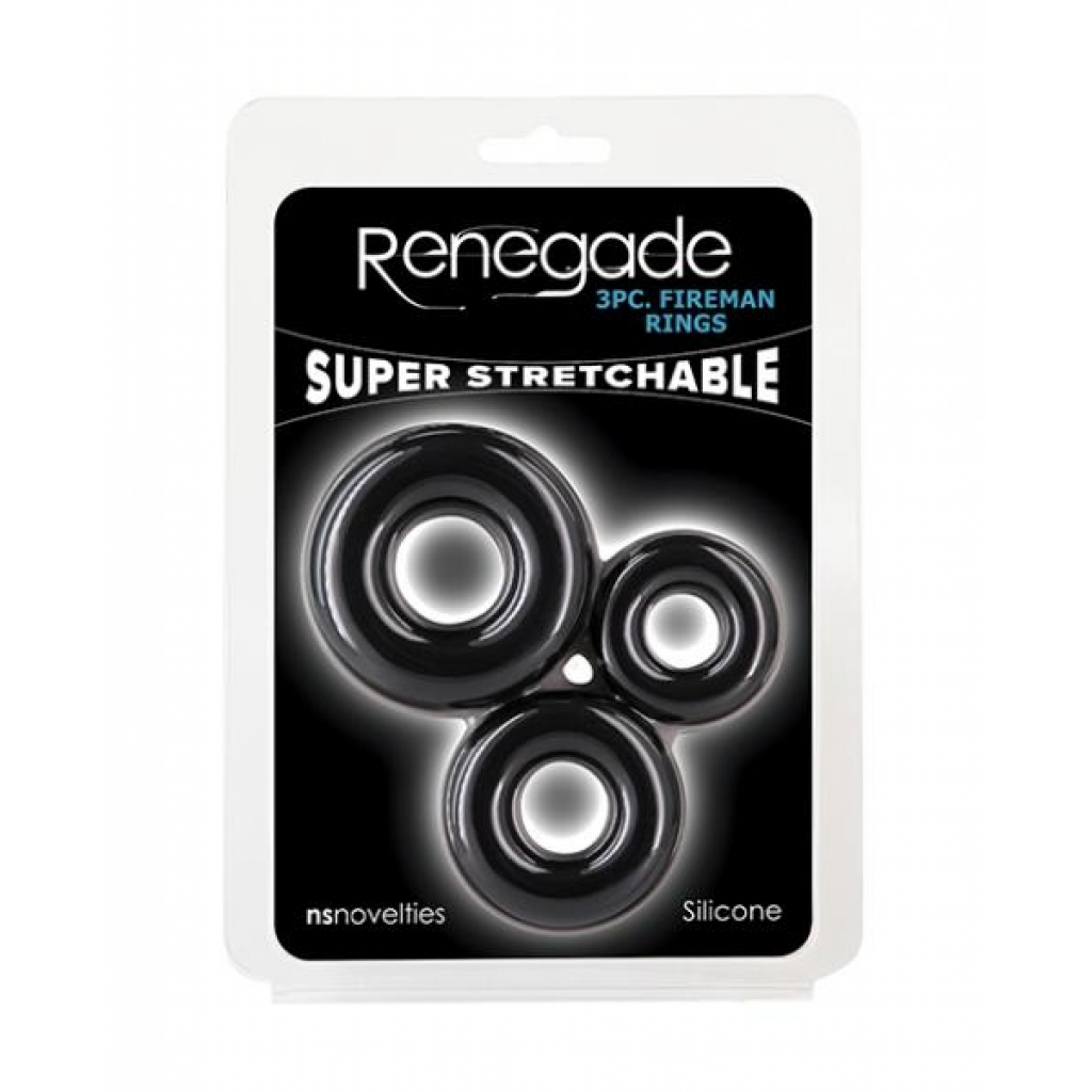 Renegade Fireman Cock Rings - 3 Pack Black