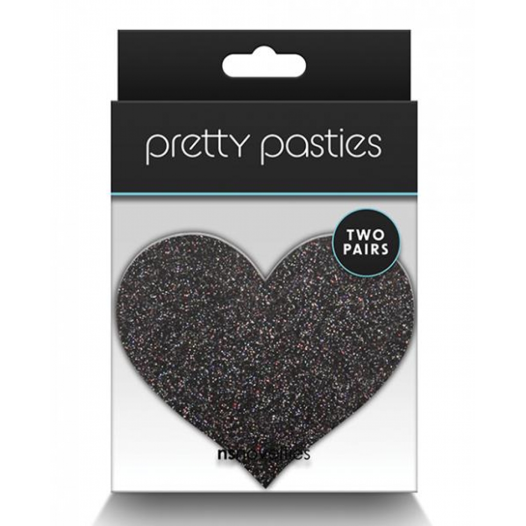 Pretty Pasties Glitter Hearts Black/Gold - 2 Pair