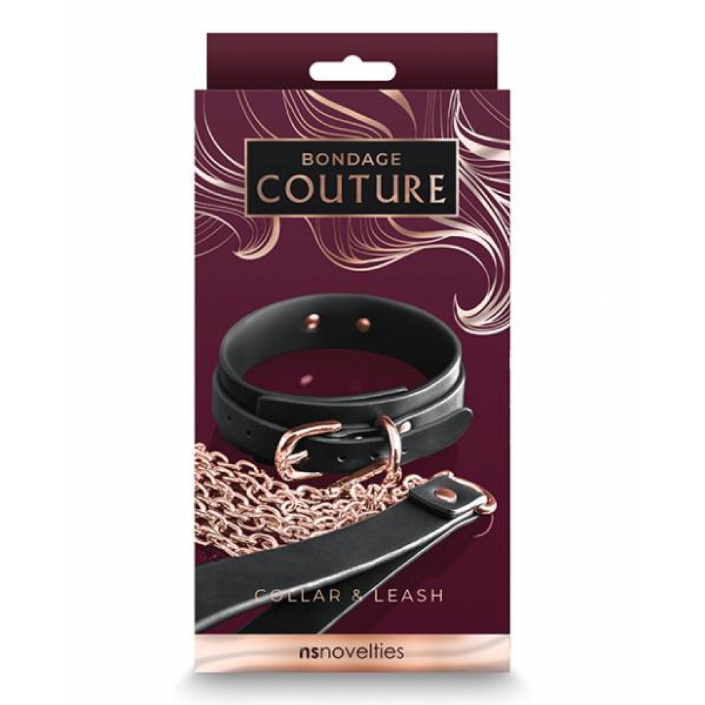 Bondage Couture Luxury Collar and Leash Set - Black