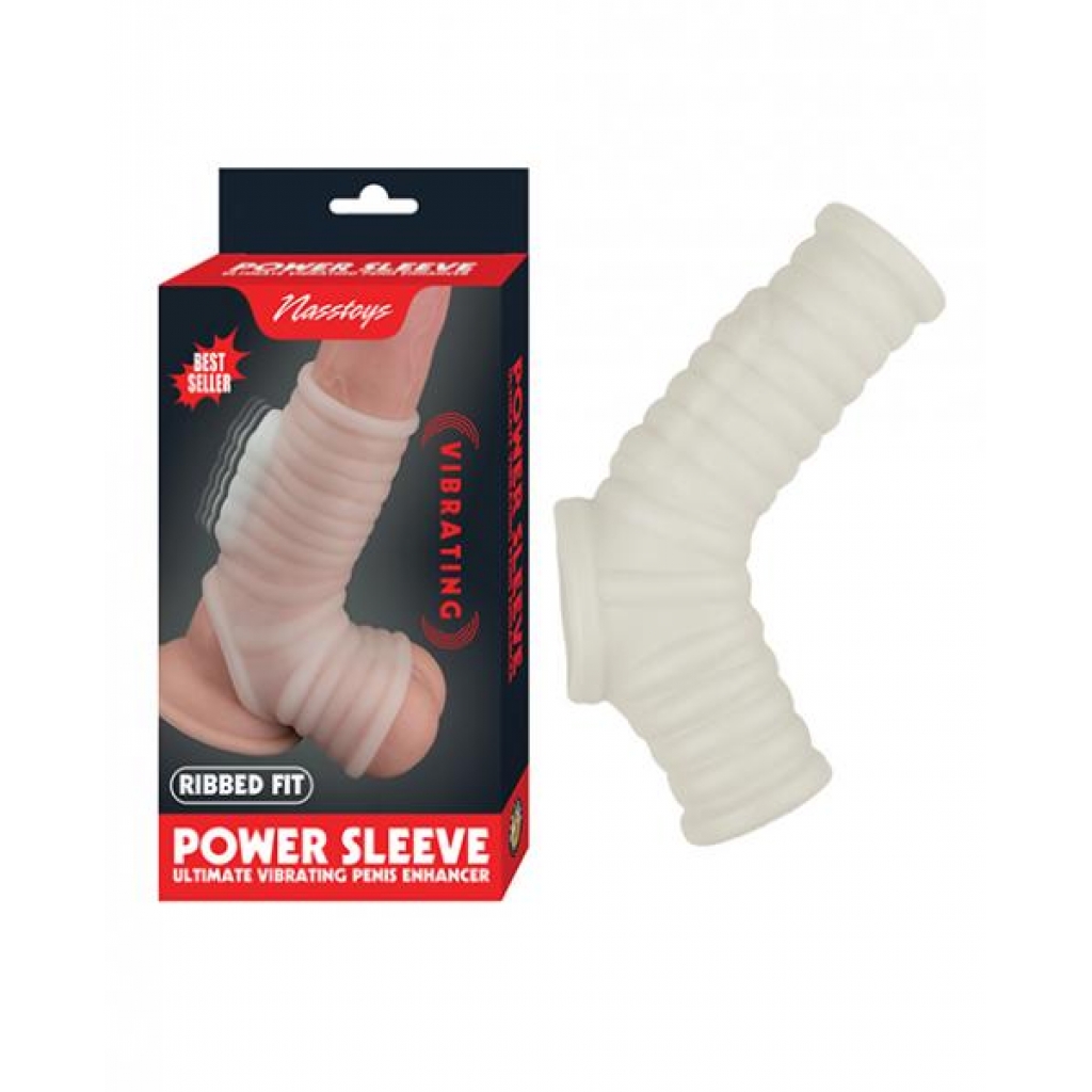 Vibrating Power Sleeve Ribbed Fit - White