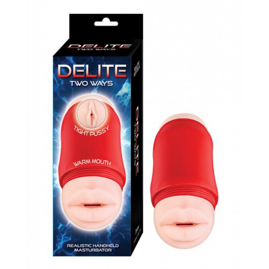 Delite Two Ways Mouth & Vagina Masturbator - White