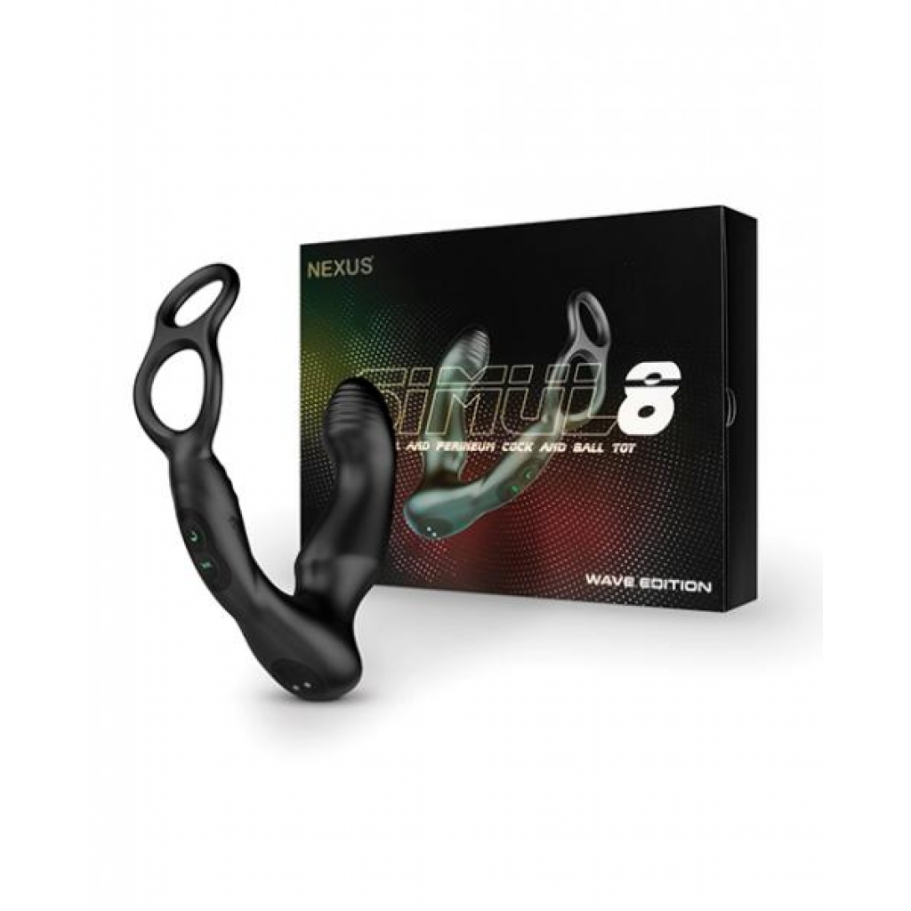 Nexus Simul8 Wave Dual Cock Ring & Prostate Massager - Black