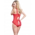 Lace Open Cup & Crotchless Teddy - Red O/S